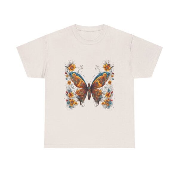 Butterfly Floral Unisex Heavy Cotton Tee - Vibrant Art for Nature Lovers